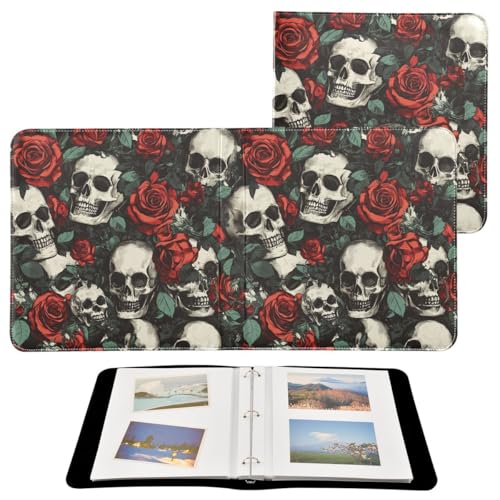 JUMBEAR Grande album fotografico autoadesivo con 20 pagine, album fai da te, per matrimoni, famiglia, bambini, vacanze, teschi e rose