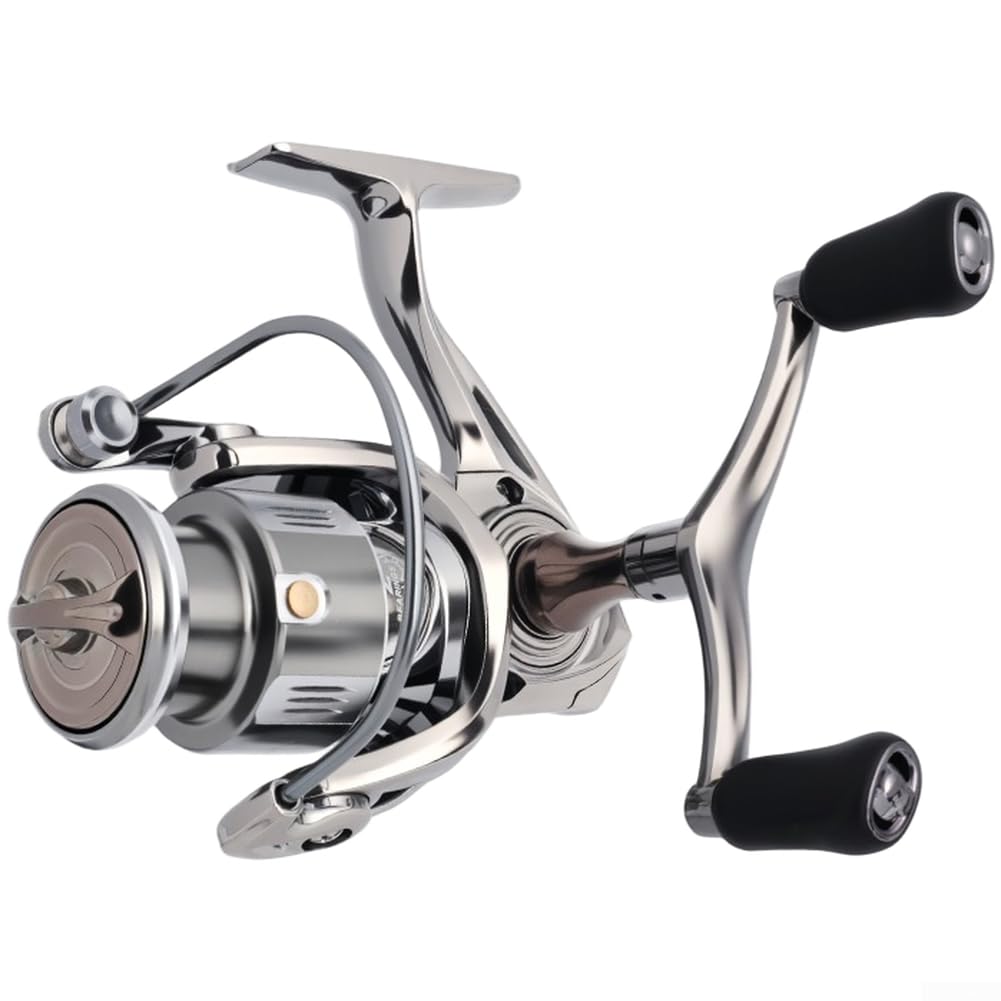 Besshepplo Metal Spool Baitcasting Fishing Reel 5.2:1 Gear Ratio 8kg Max Drag Dual Handle Lightweight Zinc Alloy For Bass Carp Pike Trout Freshwater Saltwater Angling Tackle Silver(MS-T-2000S)