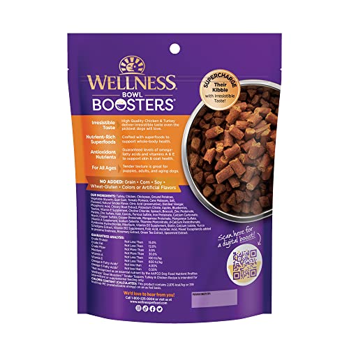 Image of Wellness Bowl Boosters Tender Toppers Dog Food Topper for Small, Medium, and Large Breeds, Grain Free, Natural, Turkey and Chicken Recipe, 8 oz Bag (Pack of 2)