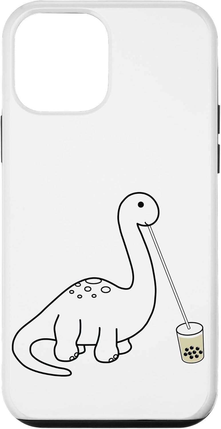 iPhone 12 mini Dino Brontosaur Drinking Boba Milk Tea Case