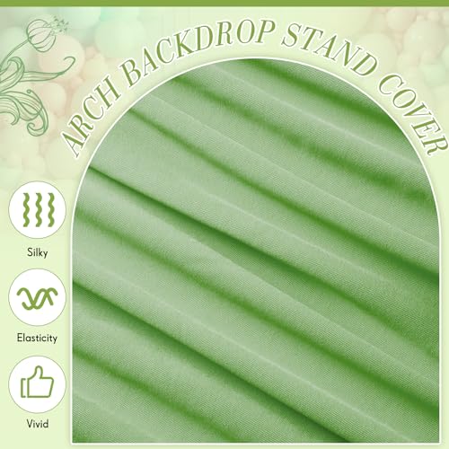Image of VitalCozy Set of 3 Wedding Arch Cover 6ft, 6.5ft, 7.2ft Fabric Arch Backdrop Cover Double Sided Fitted Spandex for Baby Shower Birthday Party Decoration, Frame Not Included(Green Series)