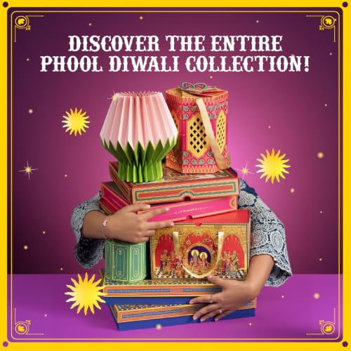 Image of Phool 17 Item Swarna Ramayana Frame Diwali Gift Box | Premium Festive Gift Hamper with Silver Lakshmi Charan Ceramic Diyas, Candle Lanterns, Sweets, & Diwali Essentials Hamper for corporate and festive gifting
