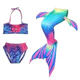 【Excelente diseño】: este elegante conjunto de trajes de baño de sirena hará que los sueños se hagan realidad y permitirá a los niños cumplir sus deseos. El monofin es ceñido, ideal para nadar.