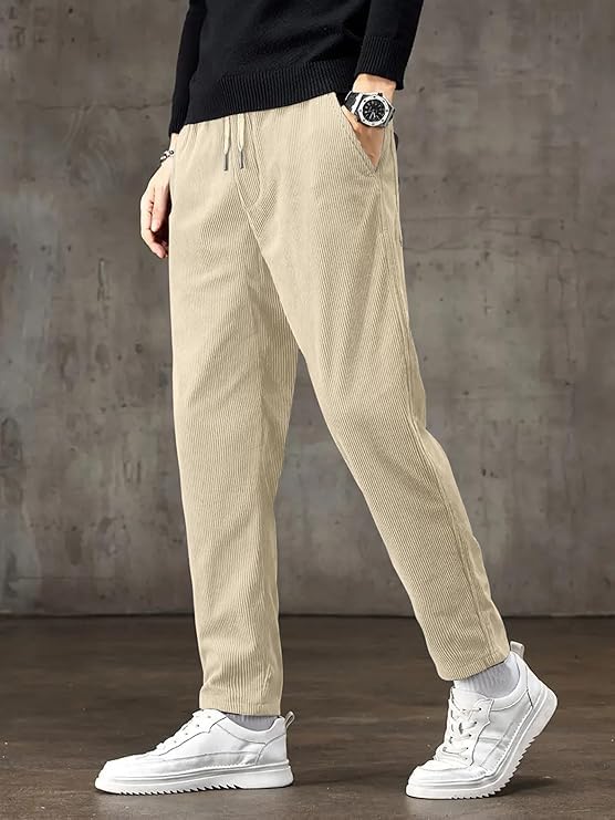 Image of NoseQueen Men's Corduroy Relaxed Fit Stretchable & Comfortable Sweatpant Trousers Pant