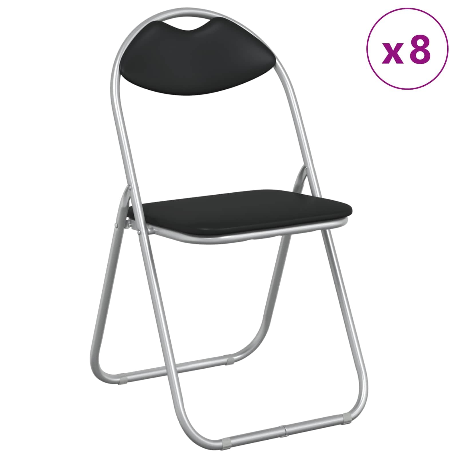 Juego de 8 sillas plegables, tapizadas, para comedor | Sillas plegables de cocina y comedor que ahorran espacio, con cómodo acolchado y estructura de acero resistente.