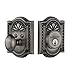 Nostalgic Warehouse 726063 Meadows Plate Single Cylinder Deadbolt Meadows Door Knob in Antique Pewter,