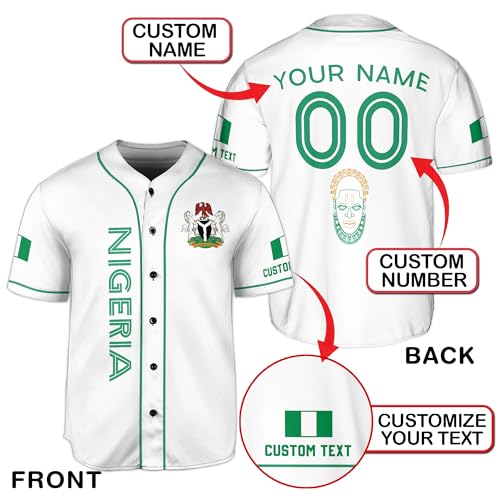 Personalized Nigeria Baseball Jersey Men, Nigeria Jersey Men, Nigeria Soccer Jersey, Nigeria Jersey Baseball miniatura 3
