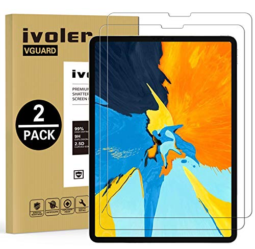 (2-Pack) iPad Pro 12.9 Screen Protector Glass 2018,[Face ID & Apple Pencil Supported] iVoler Anti-GlareTempered Glass Screen Protector for Apple iPad Pro 12.9