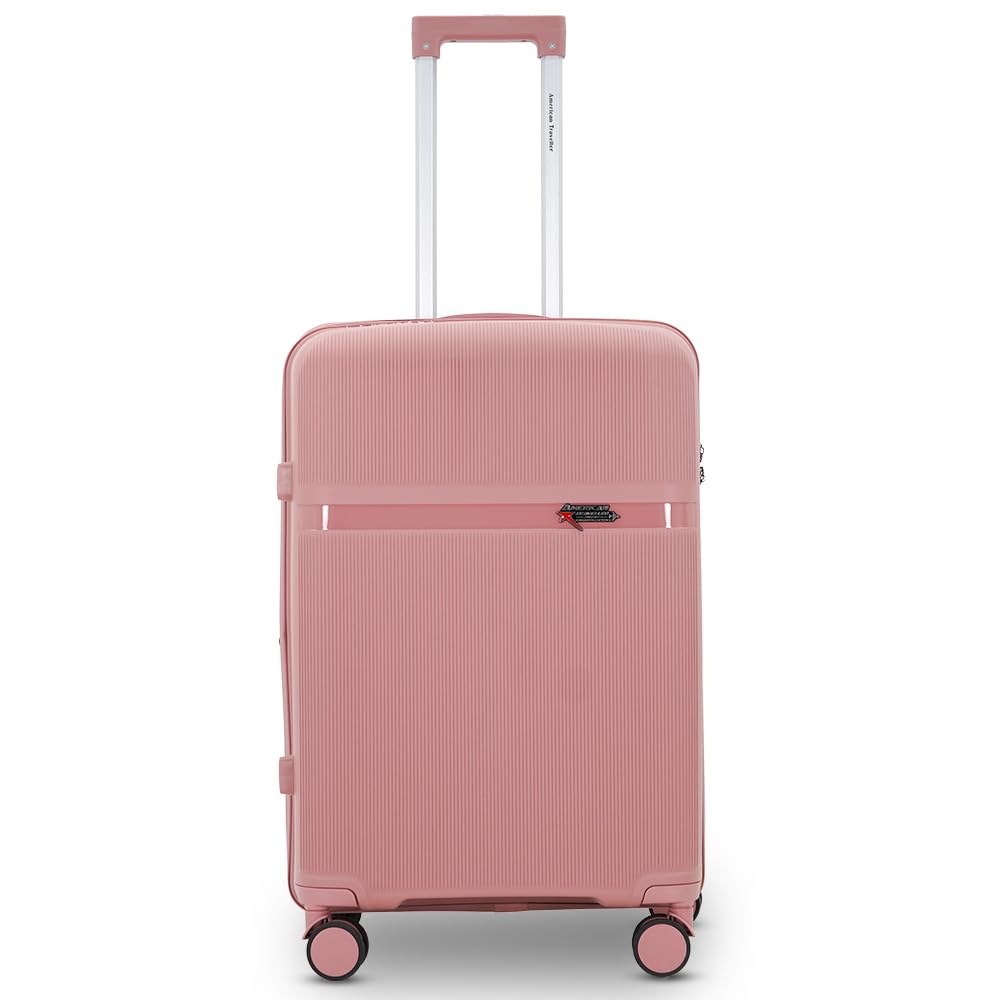 american traveller Touris Fly Luggage Trolley Bags Set of 3 | Suitcase for Travel | Lightweight | Durable Polypropylene Hard Shell | 360° Spinner Wheels | TSA-Type Lock (20, Rose Gold)-picture-35
