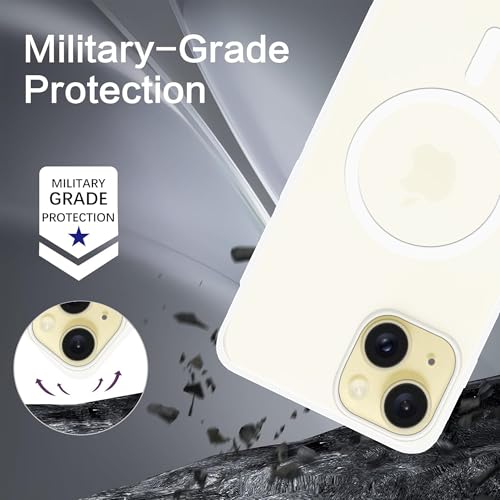 Image of amazon basics Luxury Paper Thin Case Cover for iPhone 15 5G | Matte Finish | Compatible with magsafe | (White, iPhone 15 5G)