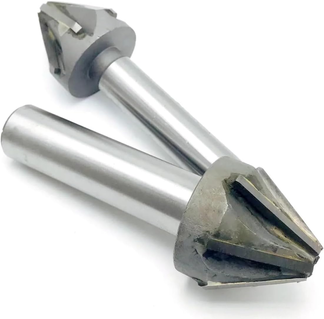 1pcs 60/90 Degrees Chamfer Milling Cutter TCT Straight Shank Carbide Chamfer End Mill with Brazing Carbide Blade 4 Flute/6 Flute Chamfering Cutting Tool V Groove Router Bits(30mm-90degree)