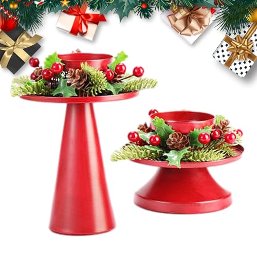 JINGAN Portavelas de Columna – Centro de Mesa para Velas navideñas 2 Unidades, portavelas para Bodas, Fiestas, Eventos, portavelas para la decoración de la Capa de la Mesa de Navidad