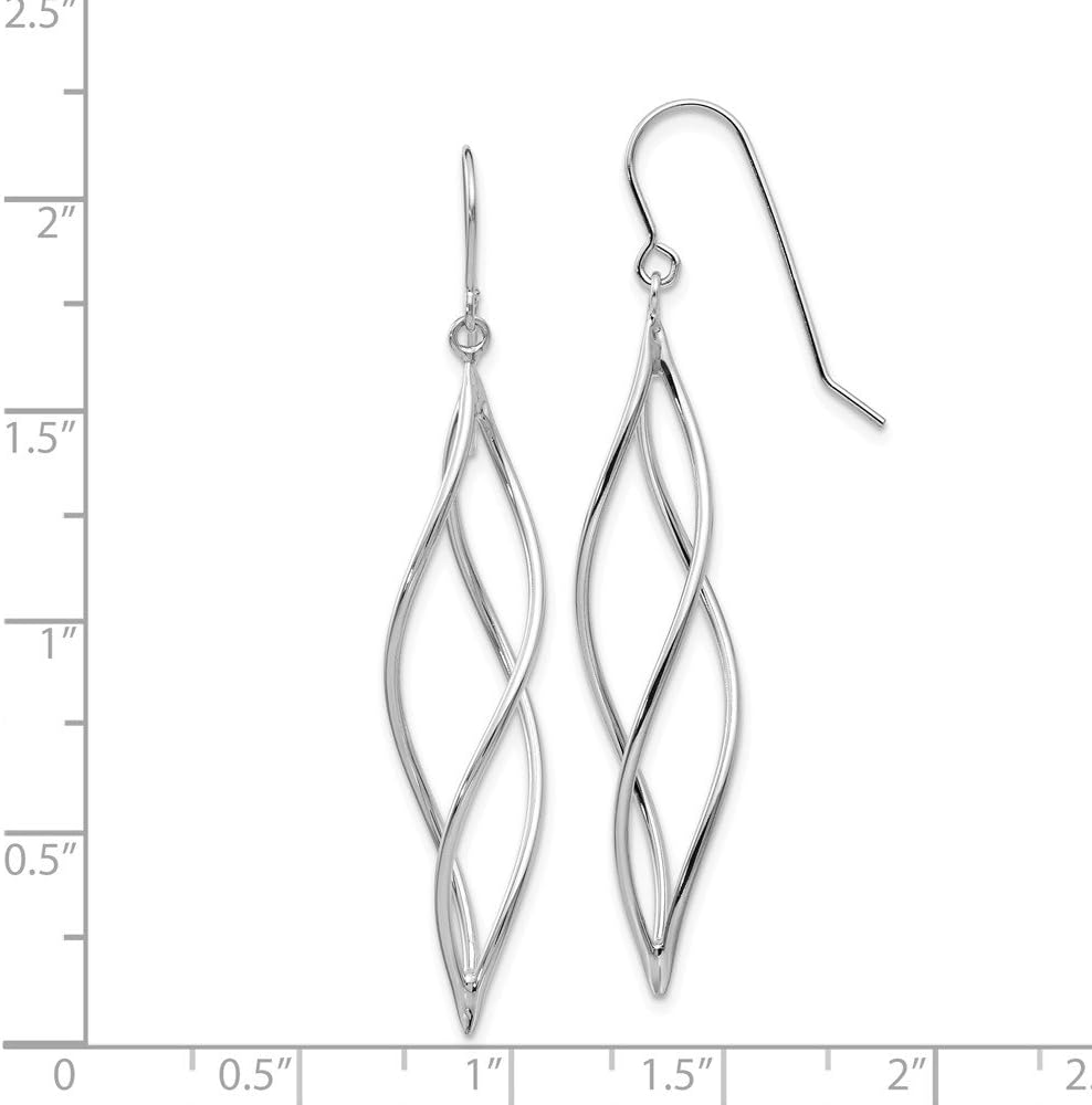 The Black Bow Long Twisted Dangle Earrings in 14k White Gold - Image 3
