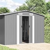 Casetta da giardino 257 x 990 x 181 cm, in acciaio zincato, grigio con ante