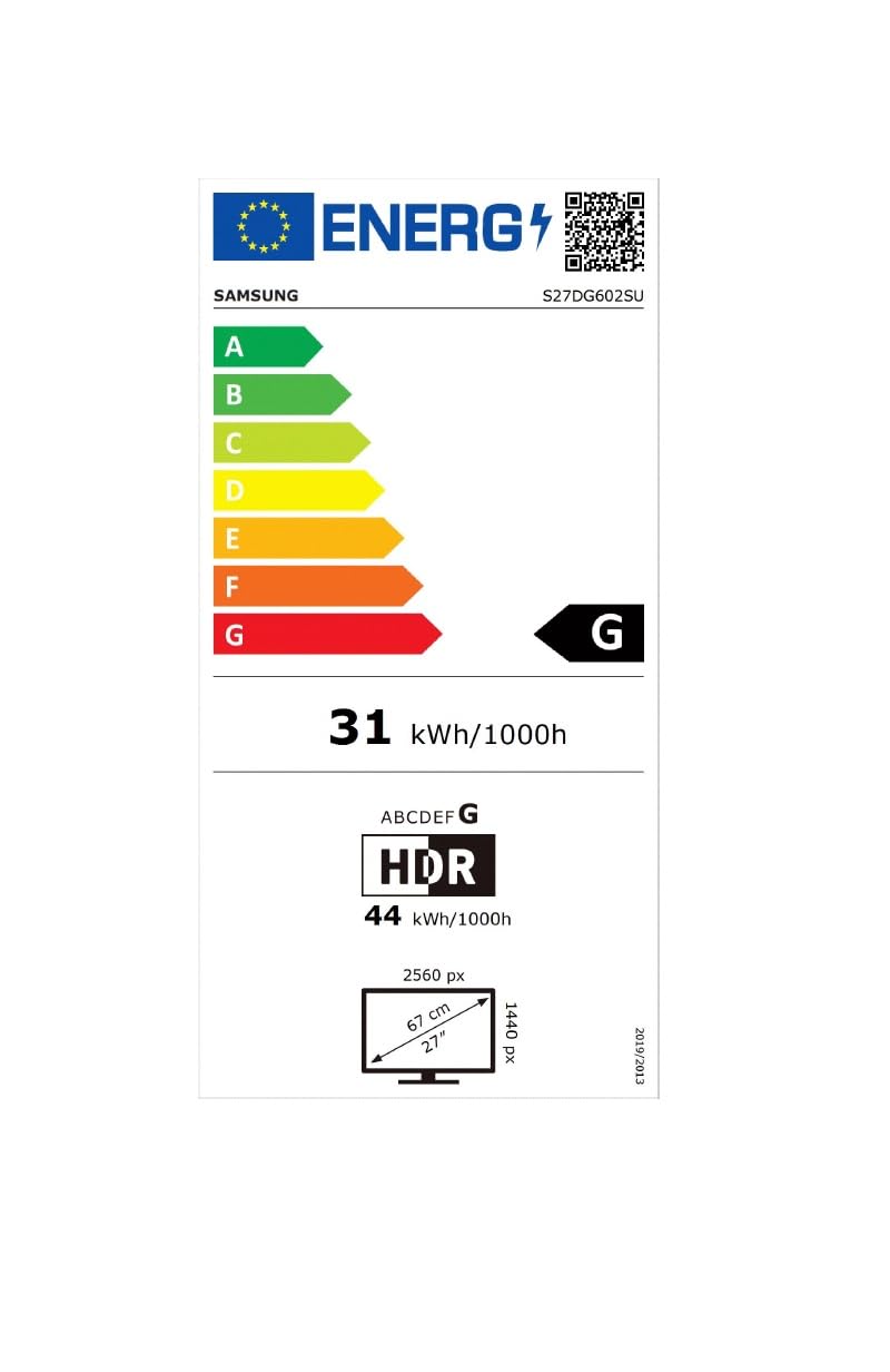 Samsung Monitor do gier Odyssey OLED G6 (S27DG602), płaski 27'', 2560 x 1440 (QHD), 16:9, HDR10+, OLED, 360 Hz, 0,03 ms (GtG), FreeSync Premium Pro, HDMI, USB, DP, HAS, Pivot