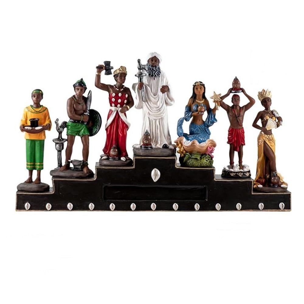 Potencias Africanas en Trono Figura 39 cm. panteón Yoruba Obatala Chango Ochun Yemaya Orula