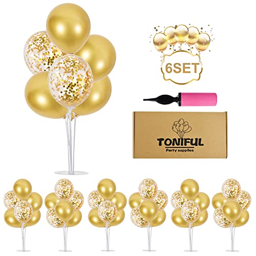 Image of TONIFUL 6 Set Gold Balloon Stand Balloon Centerpieces for Table Decorations