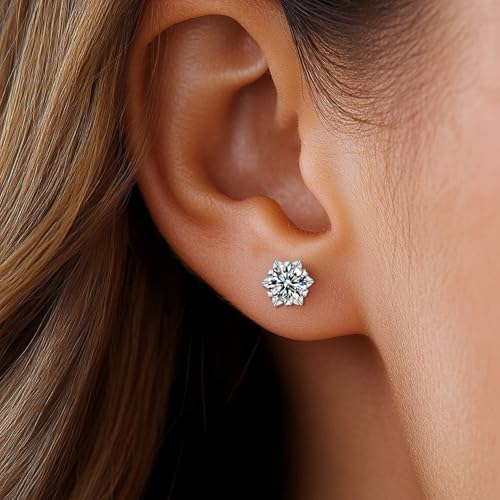 Moissanite Stud Earrings for Women and Men Snowflake 925 Sterling Silver D Color VVS1 18k Gold Plated Earrings 0.6-2ct Earrings Moissanite Jewerly2