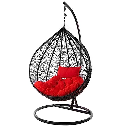 Image of KYNE Microfibre Cushion for Hanging Basket Round Shape Swing Chair Cushions for Outdoor Egg Swing Chair Garden Swing, Seat Padded Pillow Cushion (Red)
