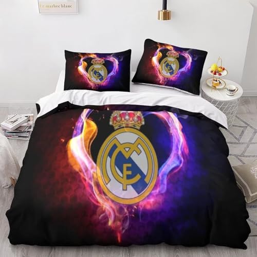 SHAARI Photos de Football Housse de Couette, Parure de lit 140x200cm 3D en Microfibre avec Housse de Couette et taie d'oreiller 65x65cm