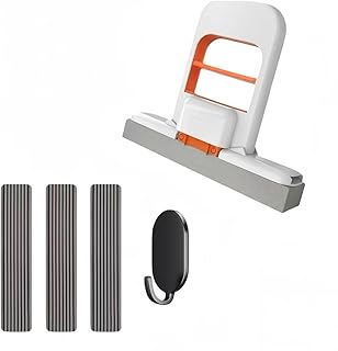 Mini Mop for Small Spaces, Foldable Self-Squeeze & Self-Wringing Wet Dry Sponge Mop, Portable Orange Cleaning Small Mop fo...