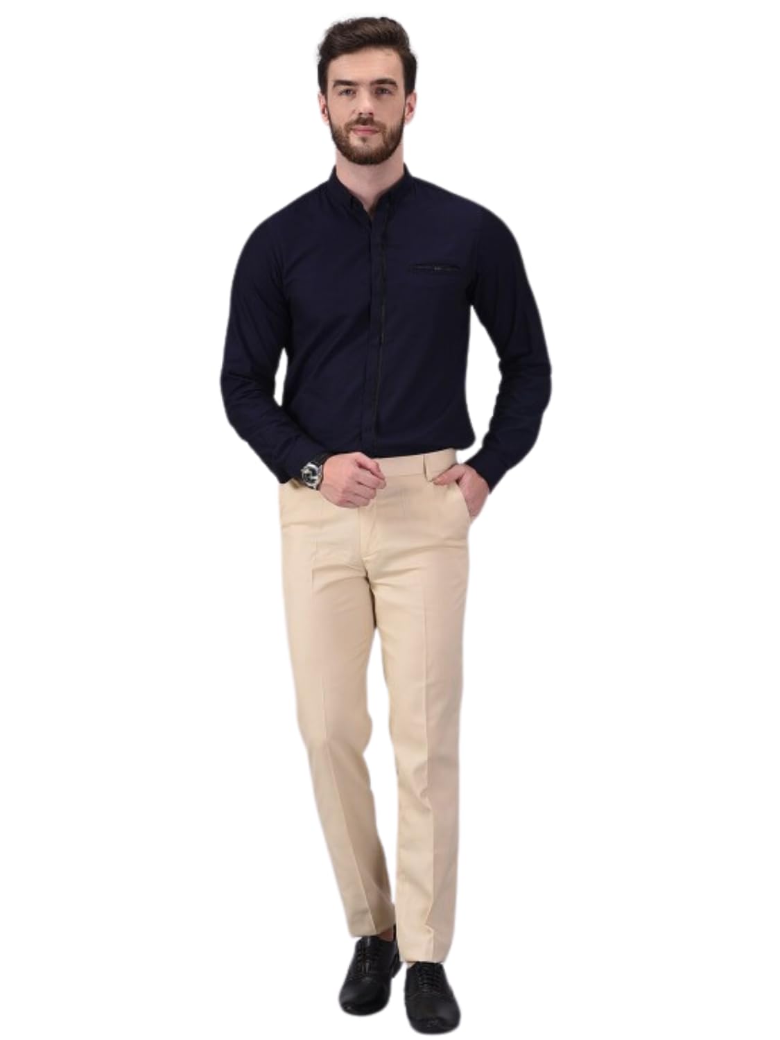 Jack and Jini Formal Pant for Men. Regular Fit, Lightweight, Flat Front, Premium Cotton Polyester Blend Fabric. Office, Party and Casual Wear. Non Stretchable.