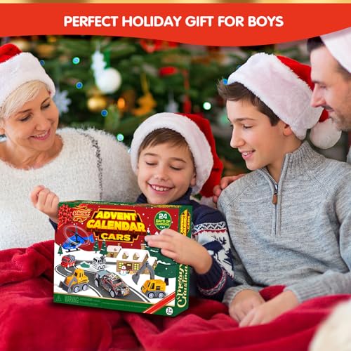 Quanquer Adventskalender 2025 mit Rückziehautos für Jungen – 24-tägiger Countdown-Weihnachtskalender mit Autos als Geschenk für Jungen und Kleinkinder