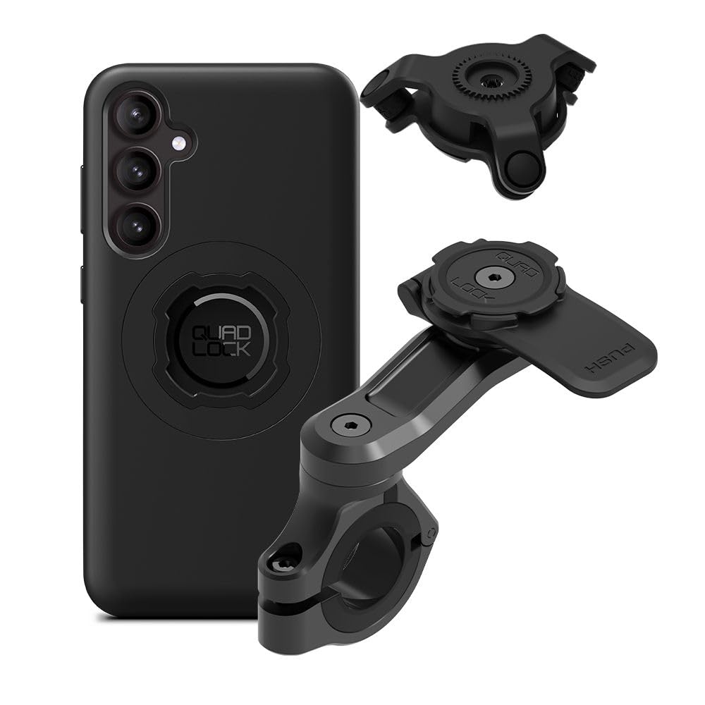 Quad Lock Motorcycle Handlebar Mount PRO Kit with Vibration Dampener and MAG Phone Case for Samsung Galaxy S24 FE