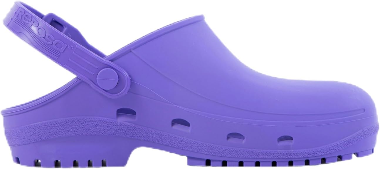 REPOSA Max - Zuecos Sanitarios Mujer y Hombre en Goma con Suela Antideslizante SRC, Zuecos Enfermera Anatómicos con Correa Ajustable, Zapatos Sanitarios Esterilizables Antishock Transpirables Ligeros - 1