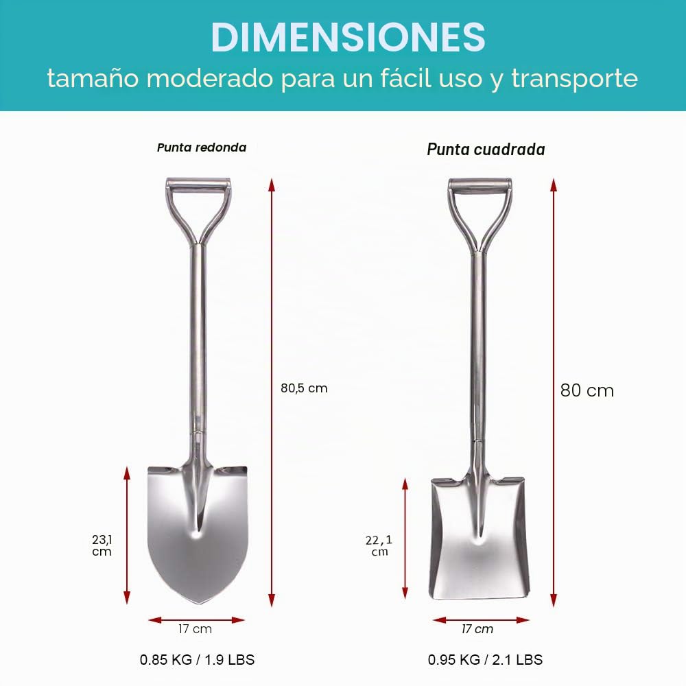 LUBAN Pala de Acero Inoxidable Longitud: 80 Pala de Metal Cuadrada con Mango en D Pala de Pala de Acero Inoxidable con Borde Frontal Plano Trasplante de Camping para jardinería