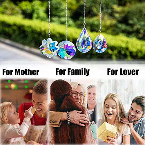 Image of 4pcs Prisms Crystal Suncatchers for Window Hanging Sun Catchers Indoor | Colorful,Rainbow Maker,Suncatcher With Crystals,for Home Garden Decor,Lamp Chandelier Prisms,Gift For Women,Light Catcher