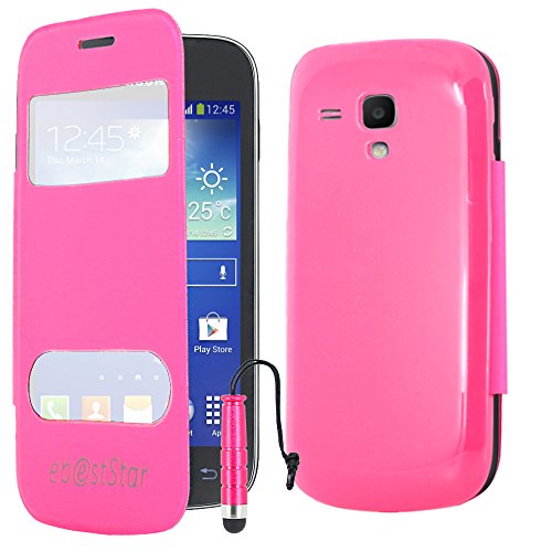 ebestStar - Coque Compatible avec Samsung Galaxy Trend S7560, S Duos S7562 Etui Housse PU Cuir Portefeuille Fenêtre Type View + Mini Stylet, Rose [Appareil:...