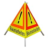 Warnpyramide/Faltsignal 70cm - Achtung(VZ101) "Baumarbeiten" - tagesl. gelb, schwer