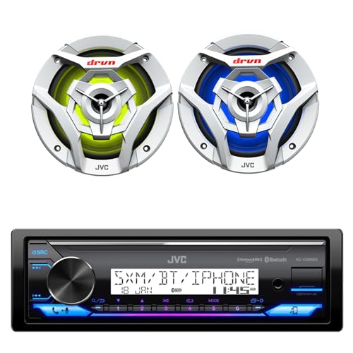JVC KD-X38MBS Single DIN Marine Motorsports USB Bluetooth AM/FM Stereo Receiver with 2X CS-DR621MWL 6.5