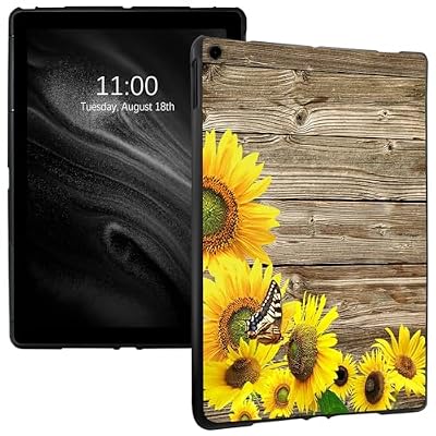 Tablet Case for iPad 9th/8th/7th Generation Case 10.2'', Slim Lightweight Transparent Shockproof Soft TPU Protective Case Soft Cover for iPad 10.2 Inch 2021/2020/2019, Sunflower in Wooden