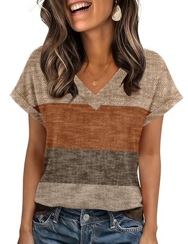 Image of Zeagoo T Shirts for Women Tops Spring Fashion Clothes Business Dressy Summer Geometry Printed Outfits S