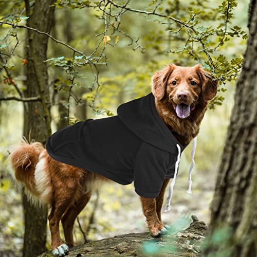 Sawmong Dog Hoodie, Plain Flannel Pet Hooded Sweater With Hat Puppy Pullover Sweater Shirt Pet Outfit Apparel With Pocket For Small Medium Puppies Dogs Cats（Black S） #TOP5