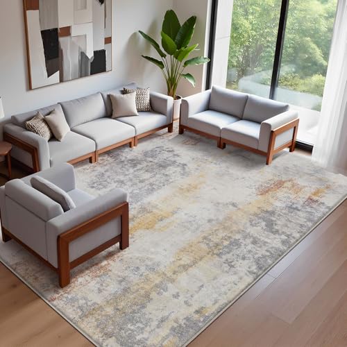 Calore Alfombras Salon, Abstracta Antideslizante Alfombra de área,Alfombra de Salón Modernas Pelo Corto para Grande Salón Dormitorio área Interior (Gris Abstracto, 200 x 300 cm)