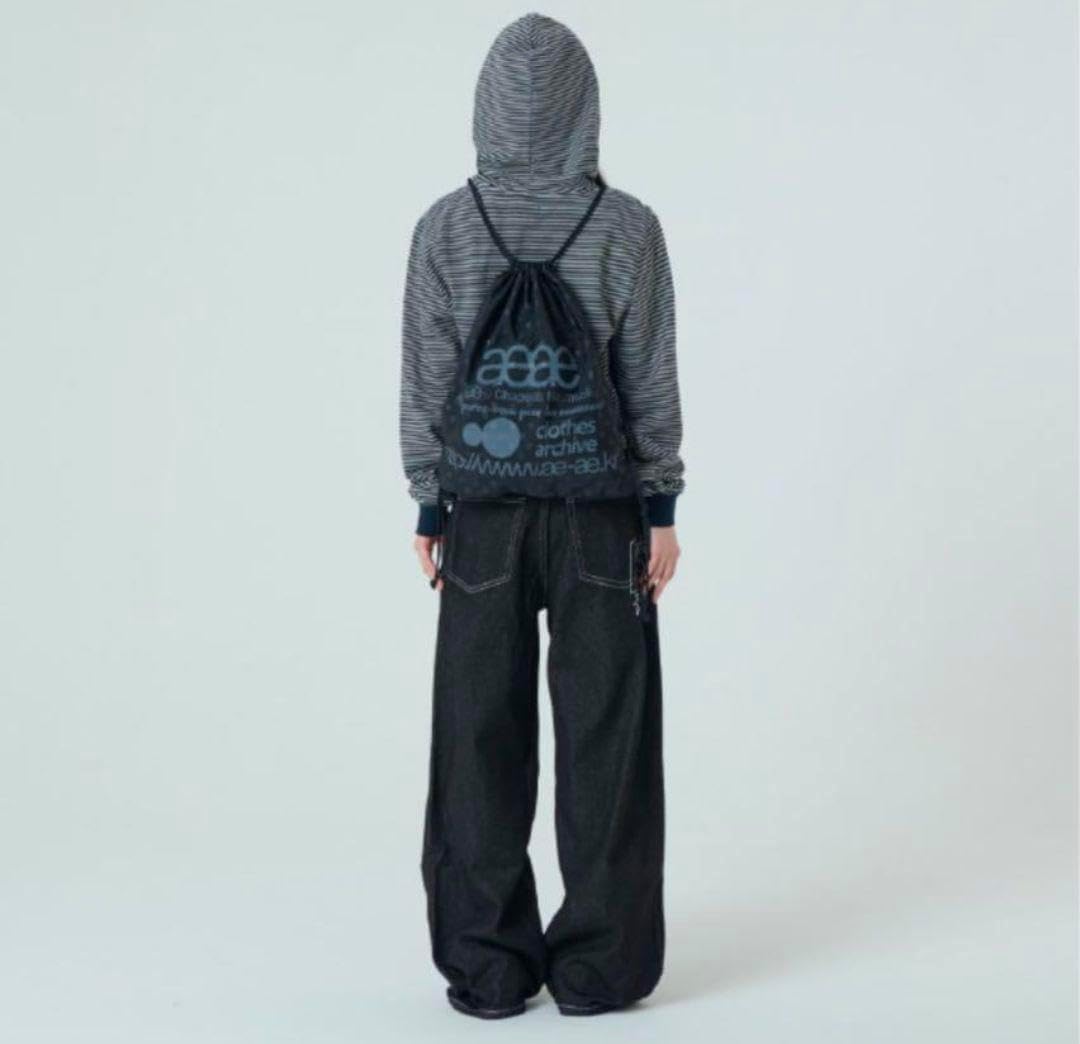 aeae エーイーエーイー 韓国 ナップサック ドット 黒 ブラック