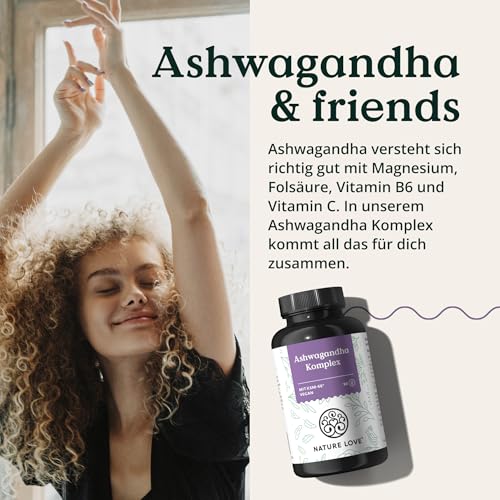 NATURE LOVE® Bio Ashwagandha - 240 Kapseln - Hochdosiert mit 1950mg je Tagesdosis - Hochwertiges indisches Ashwagandha - Laborgeprüft, vegan, in Deutschland produziert