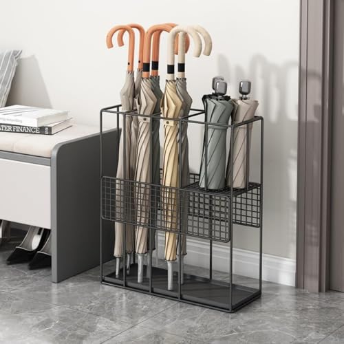 REENEW 傘立て かさたて 玄関 傘入れ 大容量 スリム ロング傘 おしゃれ かさラック アンブレラスタンド 傘置き 長傘 折りたたみ傘収納 傘収納 レインラック 北欧 シンプル 店 業務用 家庭用 (ブラック)