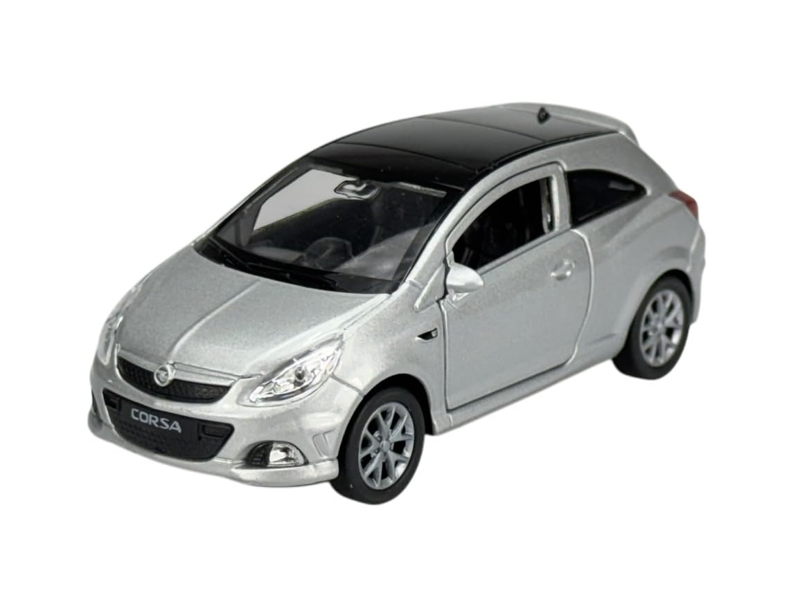 Welly Model Car Compatible with Opel Corsa OPC D Silver 3 Doors Approx. 1/34-1/39 Metal Model Car Die Cast New in Box 42363
