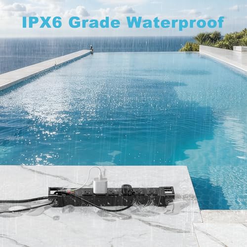 HEZI Extensión IPX6 impermeable para exteriores con protector contra sobretensión de 1200J, color negro, cable de 1.83 m miniatura 5