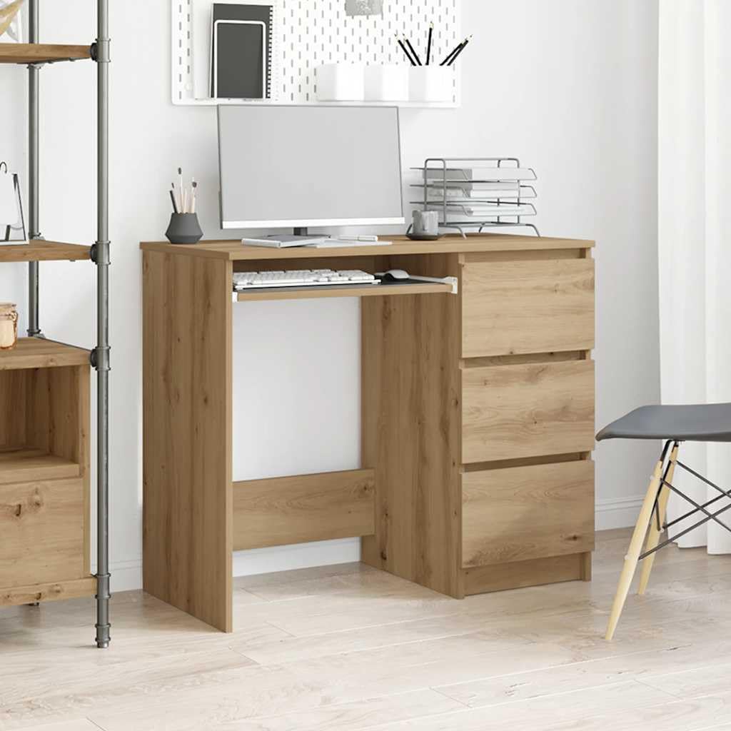 vidaXL Bureau chêne artisanal 90x45x76 cm bois d'ingénierie, bureau d'ordinateur, bureau d’écriture, mobilier de bureau à domicile, bureau d'étude