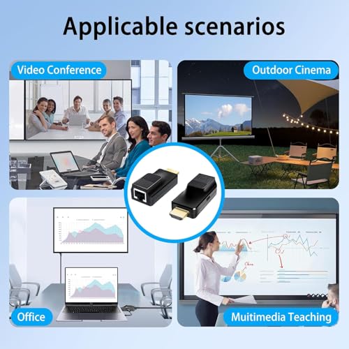 Image of MICROWARE HDMI Extender over Ethernet 60M /196ft with 1080P@60Hz 3D Repeater RJ45 to HDMI Converter Transfer Single by Cat5e /Cat6 /OFC Cable with 5V Power Adapter