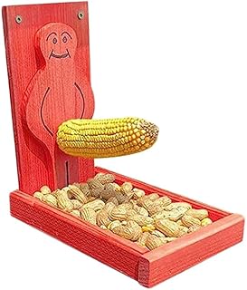 Funny Wooden Squirrel Feeder Box, Squirrel Feeders for Outside Garden, Easy to Fill and Clean Squirrel Feeder for Chipmunk & Squirrel, Spoof Squirrel Feeder Garden Decor