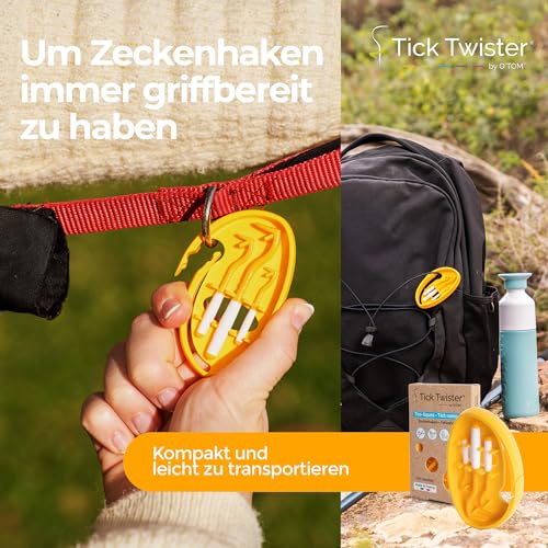 Tick Twister 3 Zeckenhaken für Hunde, Katzen und Menschen – Zeckenzange 3er Set mit Aufbewahrungsbox Sicheres Entfernen ohne Schmerzen – Ideal für Outdoor-Aktivitäten (Orange, 1er-Set)