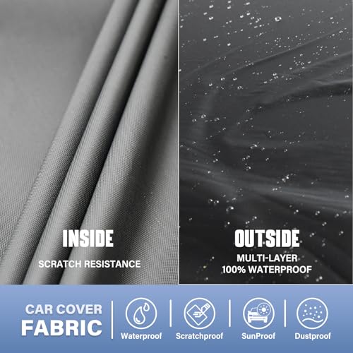 Image of GUNHYI Car Cover Custom Fit Passport Waterproof All Weather, Lightweight Full Exterior Cover for Automobiles Outdoor Sun UV Rain Dust Snow Wind Protection.