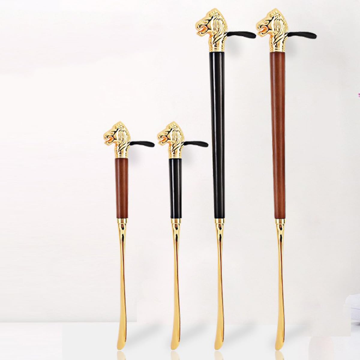 Artibetter Calzascarpe lungo 32cm Testa di Leone in Metallo Nero