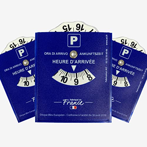 3 Disques Bleus Adhésifs de Stationnement Zone Bleue | Fabriqué en France | Facile Autocollant et Durable | Accessoires Auto Voiture